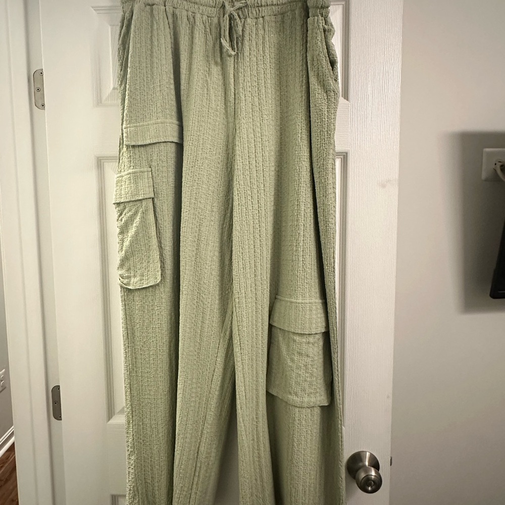 Ashley Stewart Sage Green Textured Pants